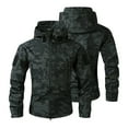 thumbnail image 1 of Luwomo Mens' Jackets Mens Zip Up Front Design Long Sleeve Hooded Fleece Camo Print Lined Outerwear Fall Winter Outerwear Tops Black,2XL, 1 of 9