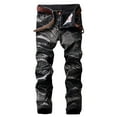 thumbnail image 1 of Luwomo Mens Jeans Retro Streetwear Straight Leg High Waist Long Loose Fit Trousers Denim Pants Black,32, 1 of 4