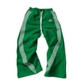 thumbnail image 1 of Luwomo Mens Pants Athletic Color Blocked Striped Slacks Straight Leg Long Elastic Waist Baggy Relaxed Fit Trousers Green,XL, 1 of 5