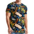 thumbnail image 1 of Luwomo Mens T-Shirts Hop Short Sleeve Graffiti Print Round Neck Loose Tee Regular Tops, 1 of 5