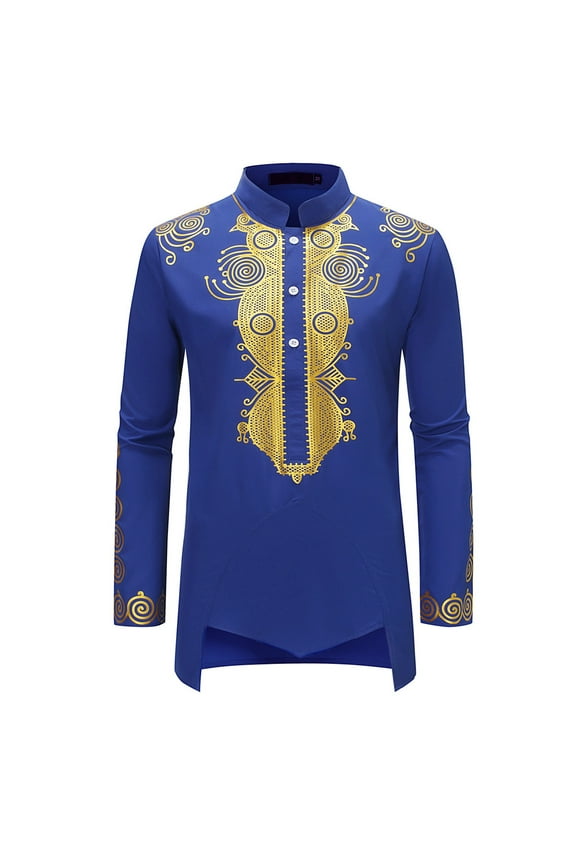 Mens T Shirts Longline Henley Kaftan Gown Long Sleeve Round Neck Male Clothes
