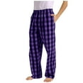 thumbnail image 1 of Luwomo Pants for Mens Home Plaid Business Fashion Long Wide Leg Elastic Waist Loose Sleepwear Trousers Purple,M, 1 of 7