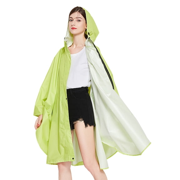 Luwomo Rain Jackets for Womens Unisex Cape Lightweight Windproof Outdoor Rain Poncho Color Block Design for All Seasons Tops Light Green,One Size