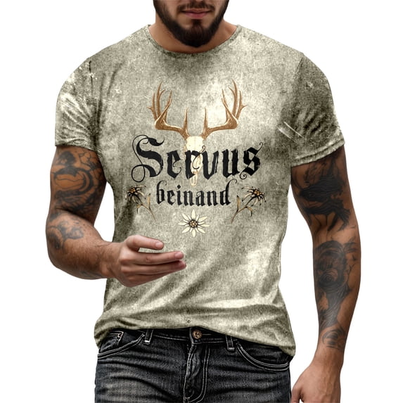 Luwomo Short Sleeve T Shirt for Men Graphic Print Crew Neck Tee Stylish Loose Tops
