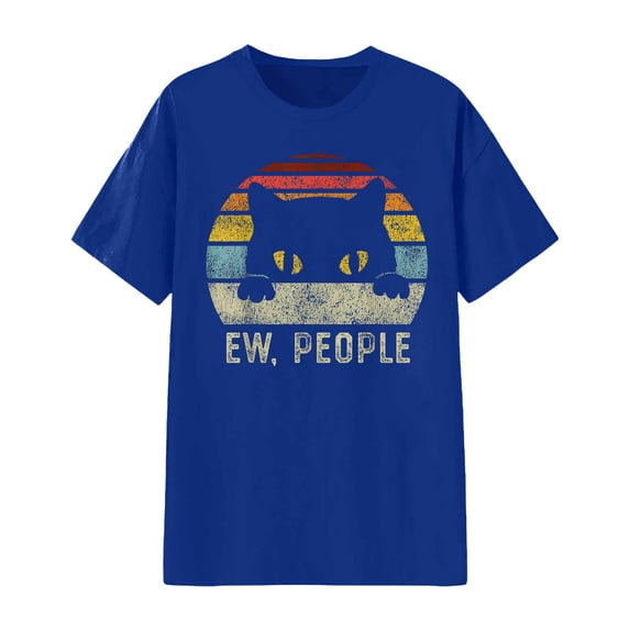 Luwomo Short Sleeve T Shirts for Women Cat Graphic Print Short Sleeve Crew Neck Tee Ladies Tops