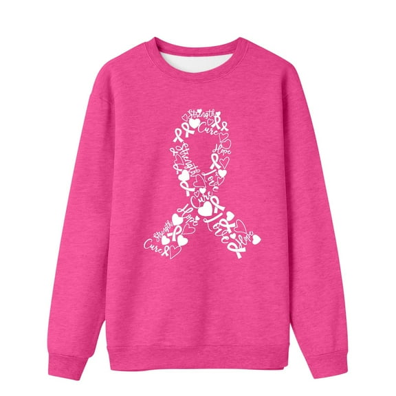 Luwomo Sweatshirts for Womens Fashion Bow Printed Crew Neck Long Sleeve Loose Fit Pullover Regular Blouses Hot Pink,S