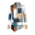 thumbnail image 1 of Luwomo T Shirts Womens Plaid Printed Long Sleeve High Neck Pullover Asymmetrical Hem Design Regular Blouses, 1 of 2