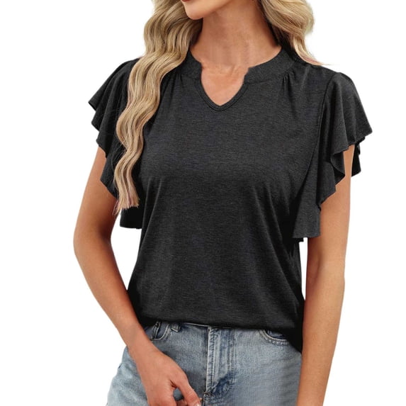 Luwomo T Shirts Womens Summer Short Sleeve Batwing Sleeve Loose Solid Color Tee Blouses