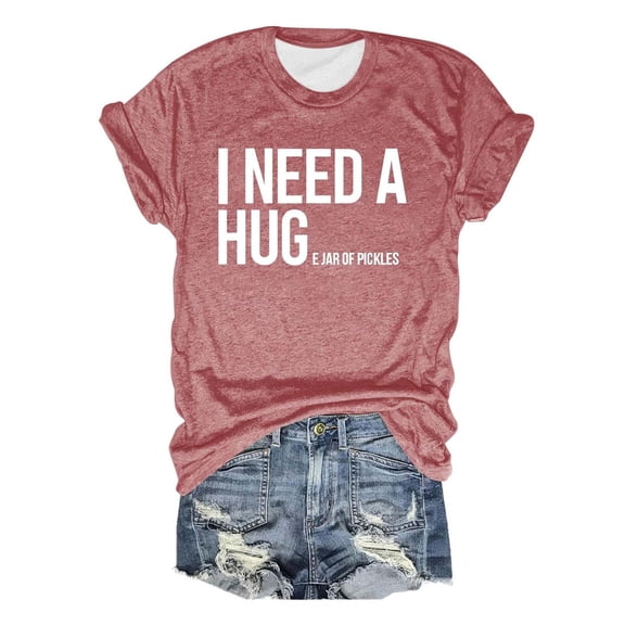 Luwomo Women Casual Tshirts Short Sleeve Crew Neck Letter Printed Pullover Outerwear,Pink