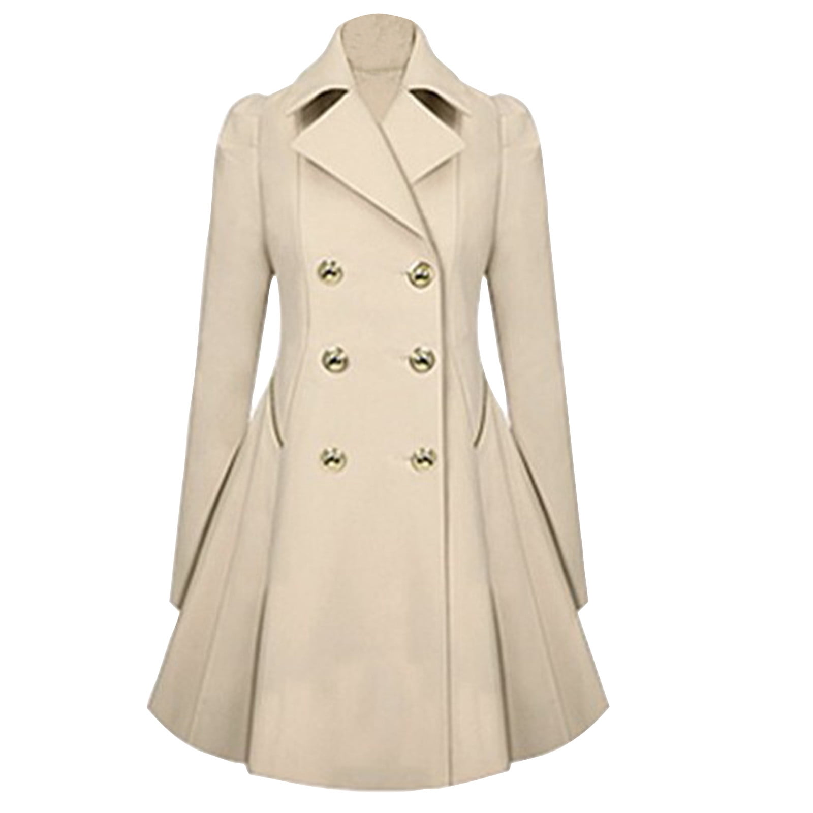 Luwomo Women's Leisure Jackets Trench Coat Long Sleeve Lapel