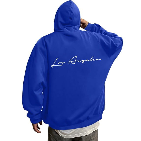 Luwomo Womens' Casual Hoodies Hoodies Letter Graphic Print Long Sleeve Hooded Sweatshirt Everyday Loose Fit Pullover Lady Blouses Blue,3XL