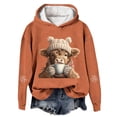 thumbnail image 1 of Luwomo Womens' Christmas Hoodies Hoodies Cow Print Holiday Graphic Long Sleeve Hooded Pullover Sweatshirt Cozy Loose Fit Ladies Tops Orange,2XL, 1 of 3