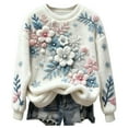 thumbnail image 1 of Luwomo Womens' Flannel Sweaters for Christmas Cozy Pullover Santa Floral Graphic Crewneck Winter Holiday Knit Festive Seasonal Loose Fit Streetwear Tops,Light Blue,3XL, 1 of 3