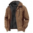 thumbnail image 1 of Luwomo Womens Jackets Long Sleeve Hooded Drawstring Youth Zipper Loose Fit Coat Regular Blouses Brown,3XL, 1 of 7