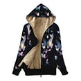 thumbnail image 1 of Luwomo Womens' Jackets Thickened Overcoat Long Sleeve Butterfly Print Lined Winter Sweatshirt Coat with Side Pockets Tops Blue,S, 1 of 4