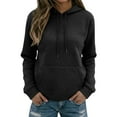 thumbnail image 1 of Luwomo Womens' Hoodies Fall Winter Hooded Sweatshirt Long Sleeve Full Floral Print Jacquard Loose Fit Pullover Blouses,Black,L, 1 of 5