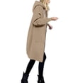 thumbnail image 1 of Luwomo Womens' Jackets Fall Winter Solid Color Drawstring Hooded Long Sleeve Zipper Loose Fit Coat with Pockets Tops Khaki,L, 1 of 6