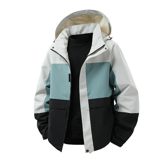 Luwomo Womens' Jackets Lightweight Jackets Outdoor Travel Long Sleeve Hooded Color Block Comfortable with Multiple Pockets Relaxed Fit Blouses Blue,5XL