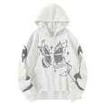 thumbnail image 1 of Luwomo Womens Jackets Y2K Butterfly Print Long Sleeve Drawstring Hooded Sweatshirt Zip Up Loose Fit Pullover Blouses White,2XL, 1 of 3