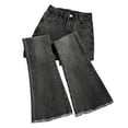 thumbnail image 1 of Luwomo Womens' Jeans Distressed Bootcut High Waisted Stretch Long Flared Straight Leg Everyday Wear Denim Pants Black,S, 1 of 3