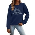 thumbnail image 1 of Luwomo Womens Sweatshirts Christmas Long Sleeve Cartoon Graphic Printed Crew Neck Loose Fit Pullover Tops,Dark Blue,M, 1 of 3