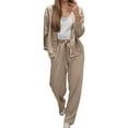 thumbnail image 1 of Luwomo Womens Two Piece Sets Fall 2025 Long Pants Button Down Shirts Jackets Outfits Lounge Set Tracksuit Fall Winter Clothes,Coffee,L, 1 of 3