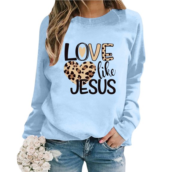 Luwomo Womens Valentines Sweatshirt Valentine Warm Winter Pullover Coat Casual Long Sleeve Crewneck Sweatshirts Top,A-Sky Blue,M