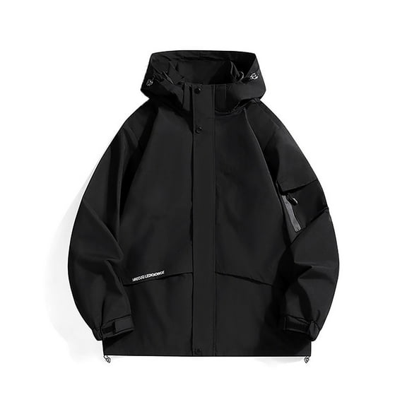 Luwomo Womens' Windbreaker Jackets Lightweight Long Sleeve Patchwork Hooded Outdoor Hiking Sports Raincoat Windproof Streetwear Blouses Black,2XL