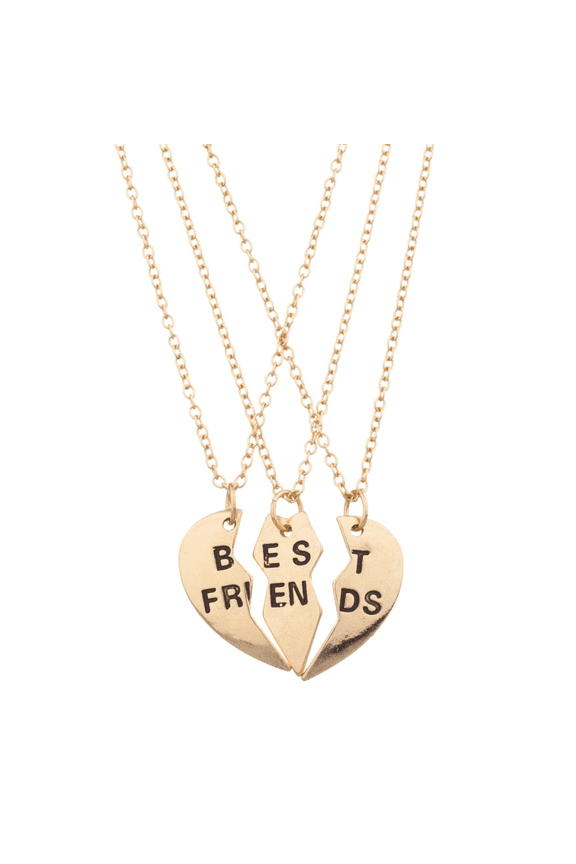 Best Friends BFF Forever Heart 3 PC Necklace Set