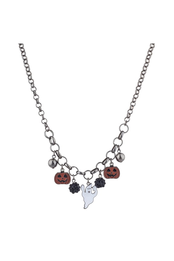 Black Halloween Ghost Pumpkin Charms Collar Chain Necklace