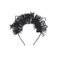 thumbnail image 1 of Lux Accessories Black Straw Strips Cat Ears Playful Crazy Fun Fashion Headband, 1 of 2