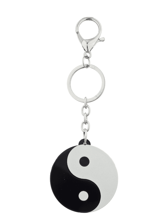 Black and White Ying Yang Pendant Keychain Key Ring
