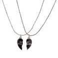 thumbnail image 1 of Lux Accessories Burnish Silver Best Cousins Mood Detachable Heart Necklace Set ( 2 Pc ), 1 of 2
