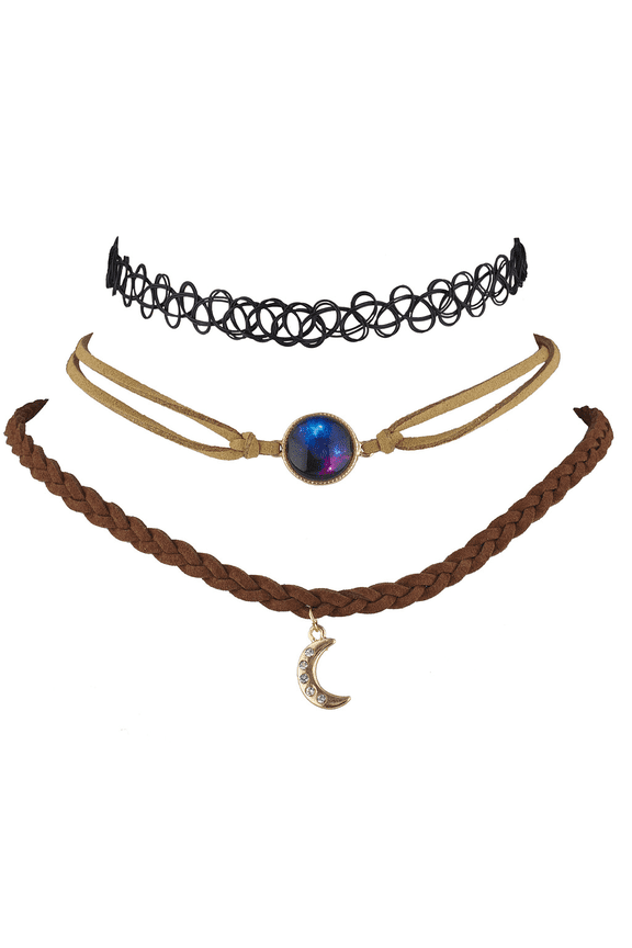Celestial Nebula Moon Choker Set (3PC)