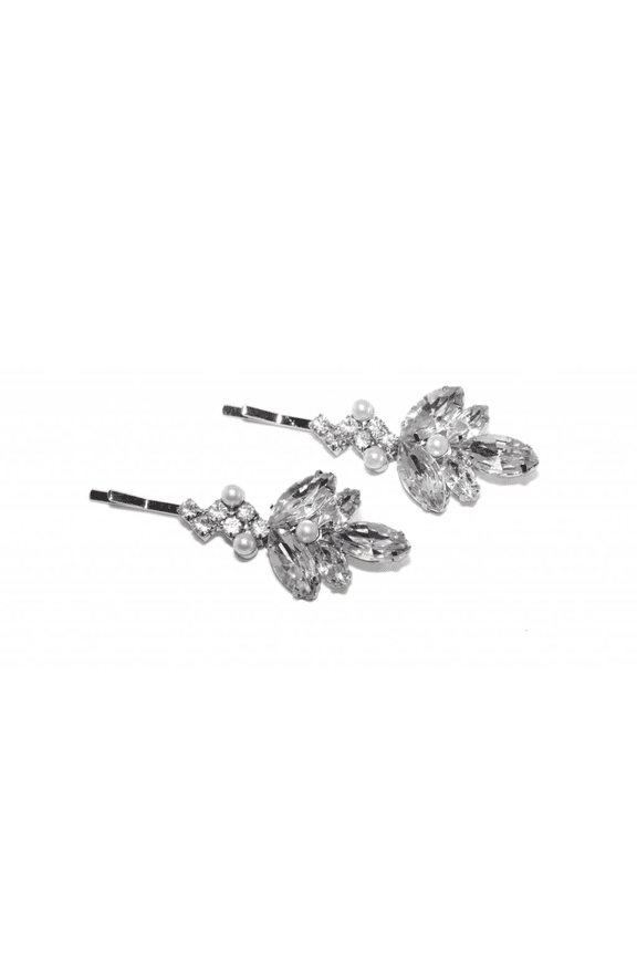 Clear Bridal Rhinestone Faux Faux Pearl Hair Clip Bobby Pin (2 PC)