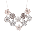 thumbnail image 1 of Lux Accessories Faux White Pink Grey Mauve Floral Flower Statement Necklace, 1 of 1