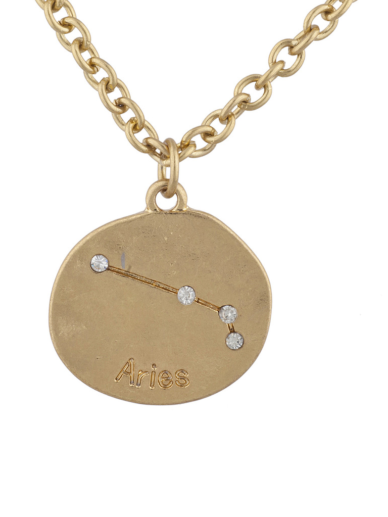 Lux Accessories Gold Tone Crystal Aries Zodiac Constellation Horoscope Necklace - image 1 of 1