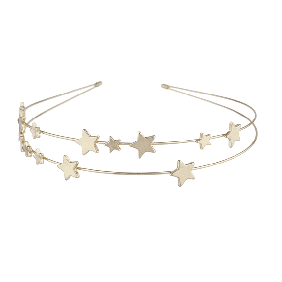 Lux Accessories Gold Tone Double Wire Star Celestial Novelty Fashion Headband