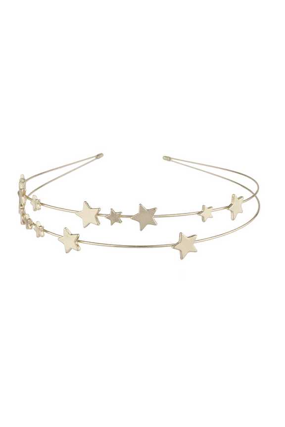 Gold Tone Double Wire Star Celestial Novelty Fashion Headband