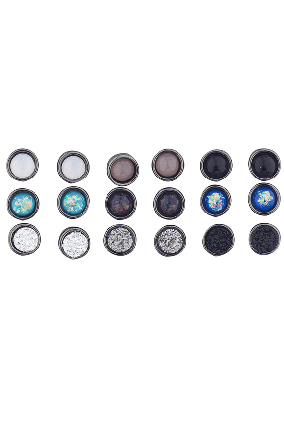 Hematite Assorted Circle Stone Multi Earring Pack Set 9 pics