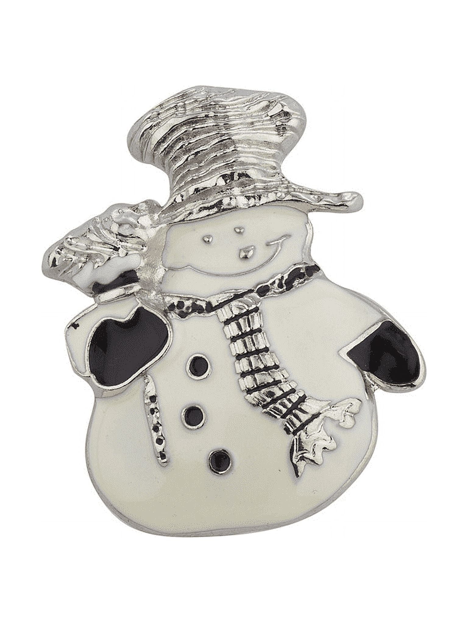 Lux Accessories Holiday Christmas Winter Black White Snowman Brooch Pin