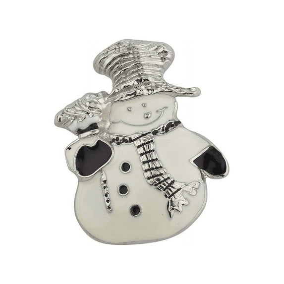 Lux Accessories Holiday Christmas Winter Black White Snowman Brooch Pin
