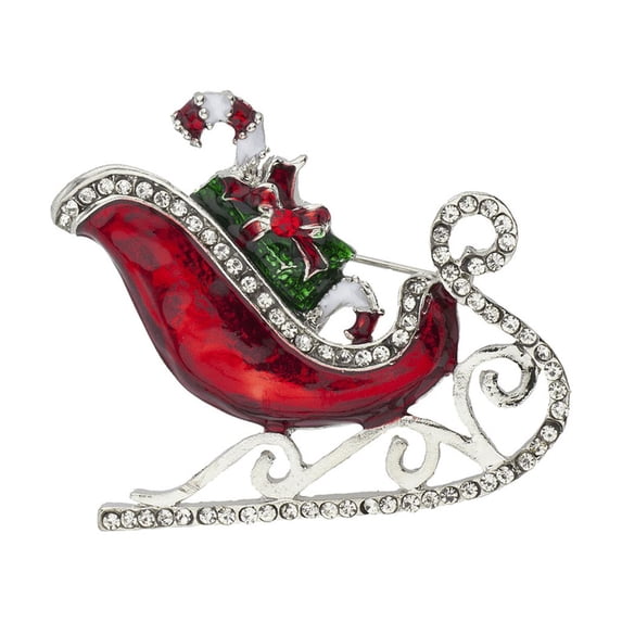 Lux Accessories Holiday Christmas Xmas Santa Sleigh Ride Sled Gifts Brooch Pin