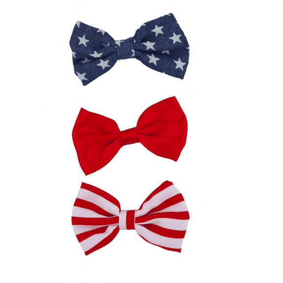 Lux Accessories July 4th Independence Day Americana American Flag Bow Pack 3Pc