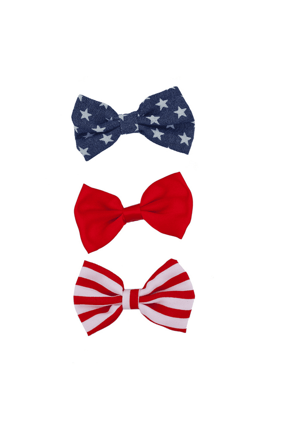July 4th Independence Day Americana American Flag Bow Pack 3Pc