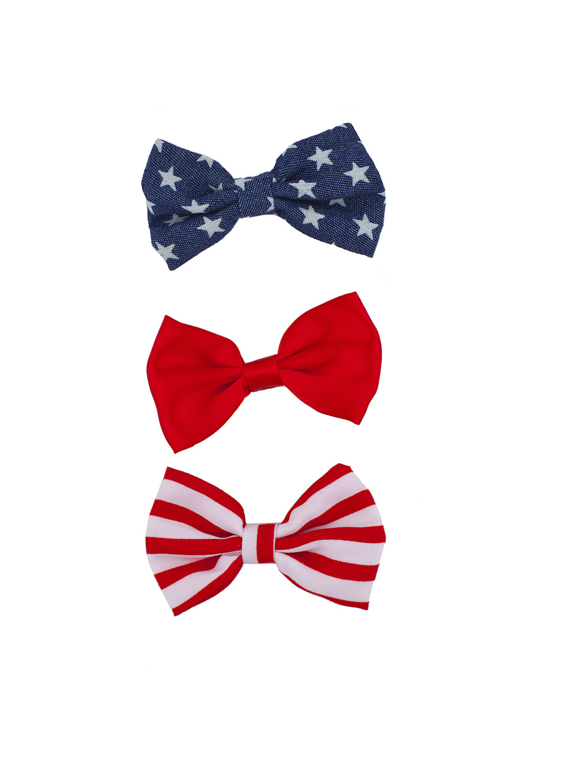 July 4th Independence Day Americana American Flag Bow Pack 3Pc
