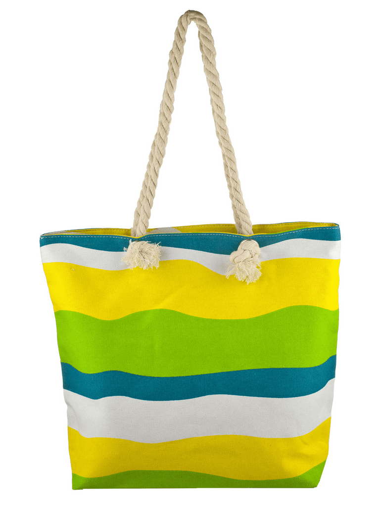 Lux Accessories Lux Accessories Womens Zip Up Beach Bag Yellow Mix
