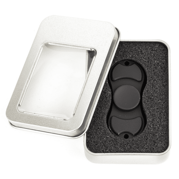 Lux Accessories Matte Black Trendy Party Favor Two Blade Fidget Hand Spinner