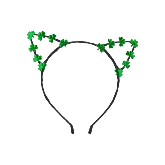 Lux Accessories Metallic Green Clover Black Wire Cute Girls Fashion Headband