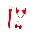 thumbnail image 1 of Lux Accessories Metallic Red Furry Devil Horn Bowtie Tail Costume Party Dressup, 1 of 2